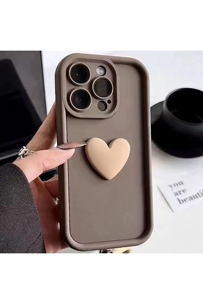 Choice For iPhone 13 Brown INS 3D Love Heart Silicone Phone Case For iPhone 11 12 13 14 15 Pro Max XS XR 7