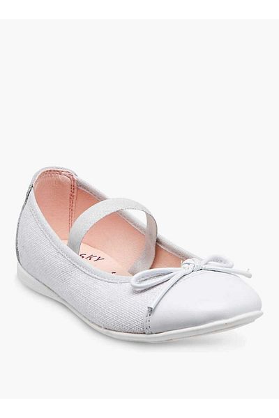 Pablosky Pablosky Girls' Bow Accent Slip-On Ballerina Shoes with Elastic Strap