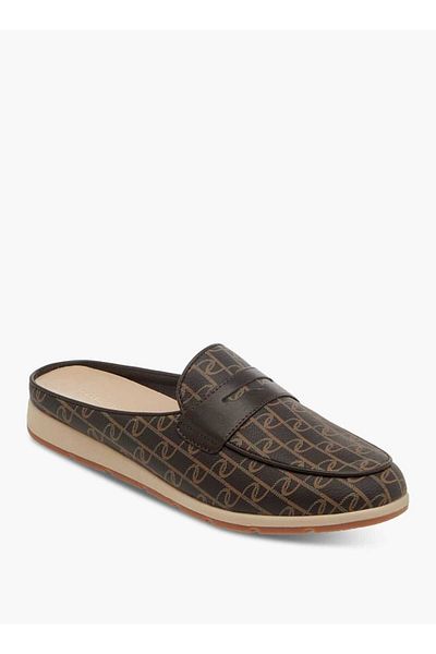 Paprika Paprika Monogram Print Slip-On Mules