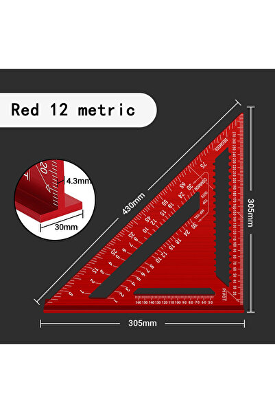Choice11 أدوات قياس مثلثية من سبائك الألومنيوم للنجارة مقاس 12 متري باللون ال...