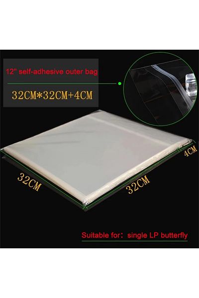 luxuglow Self Adhesive 50PCS OPP Gel Recording Protective Sleeve for Turntable Player LP Vinyl Record Self Ad