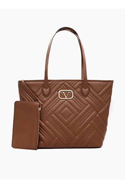 V Italia V Italia Quilted Tote Bag with Double Handle and Pouch