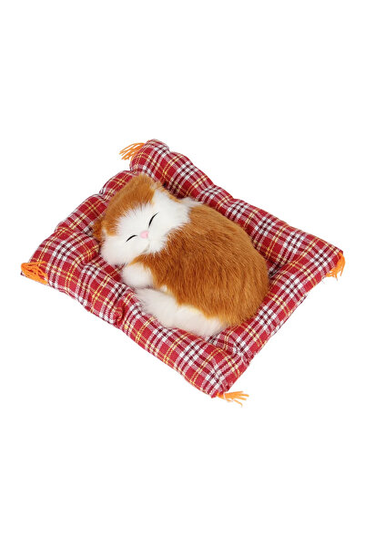 Choice دمية قطط بنية جميلة من القطيفة لعبة ديكور منزلي لتزيين السيارات وزينة السيارات محاكاة لطيفة للنوم