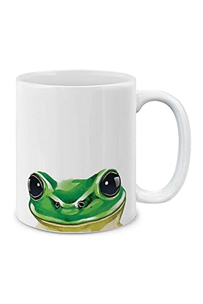 Be Care موجبريو كوب شاي وقهوة من السيراميك بتصميم ضفدع اخضر لطيف، 11 اونصة