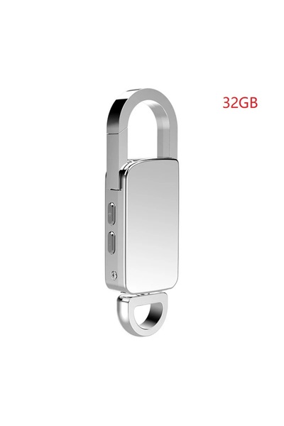 Choice مسجل صوت رقمي صغير بسعة 32 جيجابايت و64 جيجابايت ومسجل صوتي بسلسلة مفاتيح - 750 ساعة - تسجيل صوتي بمفتاح واحد 192 كيلو بايت في الثانية