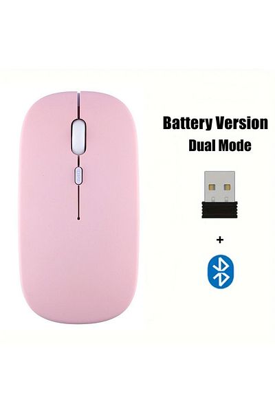 congdi Pink Portable Wireless Mouse Bluetooth-compatible 2.4GHz Dual Modes Computer Mice with Nano Receiver