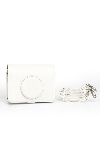 Choice حقيبة جلدية بيضاء ريترو لكاميرا فوجي فيلم Instax Mini EVO الفورية، حقيبة تخزين واقية صلبة