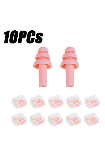 DUTRIEUX Pink 10pairs 10pcs Soft Silicone Earplugs Waterproof Swimming Ear Plugs Reusable Noise Reduction Sle