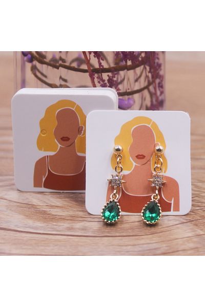 Choice 100card E 100pcs 4 x4cm new luxury brand jewelry pearl powder paper display earring cards, earrings,