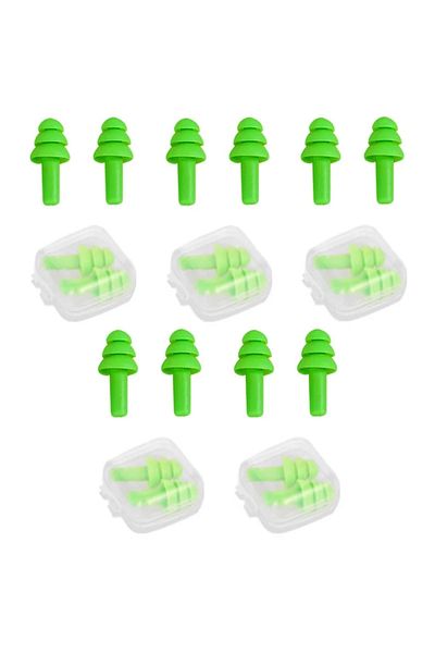 DUTRIEUX Green 5pairs 10pcs Soft Silicone Earplugs Waterproof Swimming Ear Plugs Reusable Noise Reduction Sle