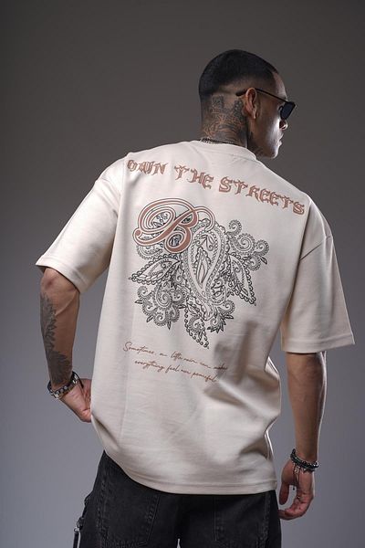 king brich Μπλουζάκι Unisex με λαιμόκοψη με έθνικ μοτίβο με στάμπα μεγάλου μεγέθους