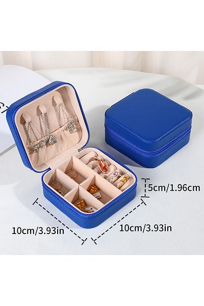 Choice Blue PU Leather Jewelry Mini Storage Box Travel Home Bracelet Earrings Storage Display Case For Wome