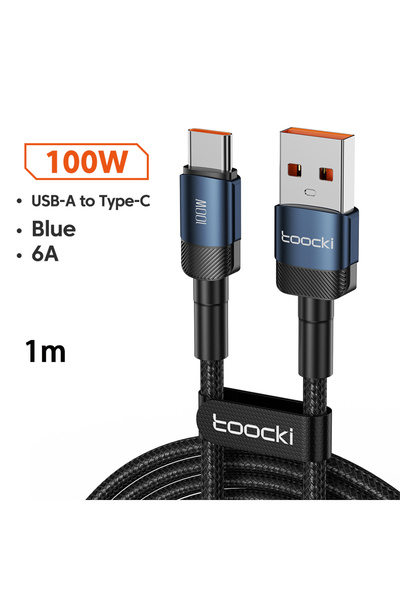 Toocki كابل HY A-C بطول 1 متر أزرق 6 أمبير من USB إلى Type C لشاحن شحن سريع P...