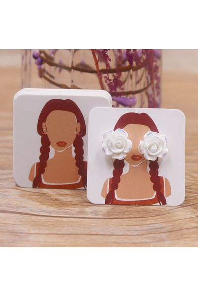 Choice 100card C 100pcs 4 x4cm new luxury brand jewelry pearl powder paper display earring cards, earrings,