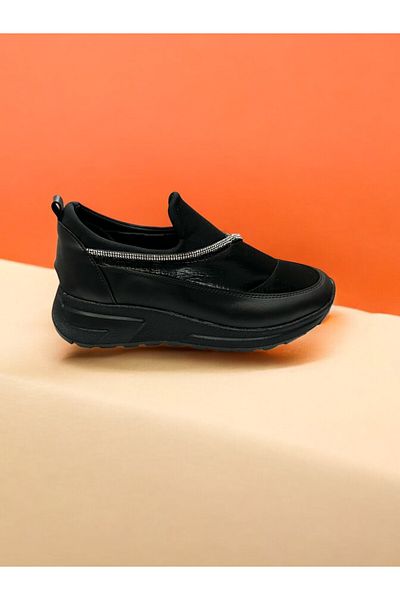 iskarpino Parachute Flexible Fabric Stone Thick Sole Women's Black Casual Walking Shoes Sneaker