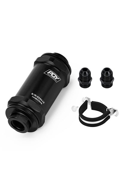 Choice AN10 FITTING VR - BLACK AN6 / AN8 / AN10 Inline Fuel Filter E85 Ethanol With 100 Micron Stainless st