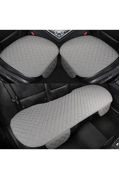 Choice Beige Linen Quilted Embroidered Car Cushion Without Backrest Four Seasons Universal Three-piece Set