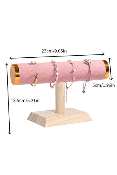 Choice حامل عرض مجوهرات على شكل حرف T جديد باللون الوردي مع سلسلة شعر وقلادة ...