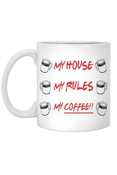 Be Care My House My Rules My Mug Knives Ceramic White Coffee Mug for Home and...