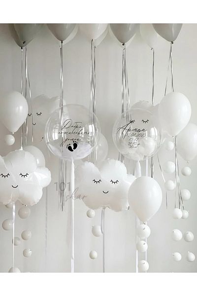 Çemrek Süs Parti Rain Balloon Set with Cloud Foil Balloons 52 Pieces