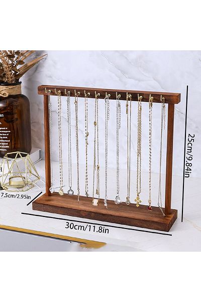 Choice S Jewelry Organizer Display Stand Solid Wood Necklace Hanging Countertop Rack For Chains Earrings B.
