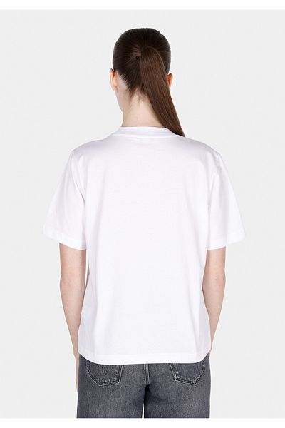 Colin's Tricou alb cu mânecă scurtă pentru femei, cu decolteu rotund, cu croială normală