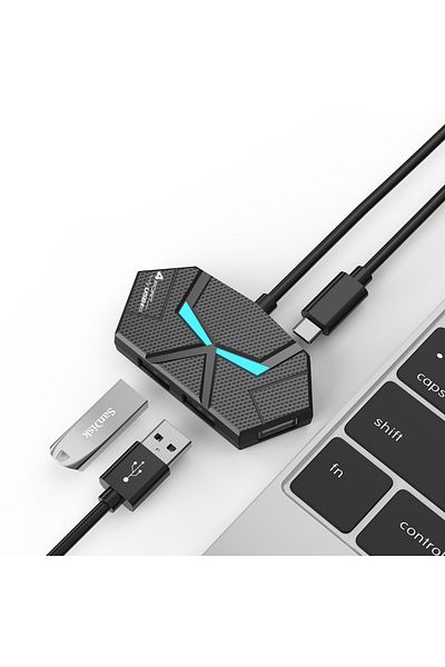 Choice 4 Ports-Black-0.6CM 0.6CM/1.2M HUB 7-port Compatible USB2.0 Expansion Splitter Laptop Connect Hard D