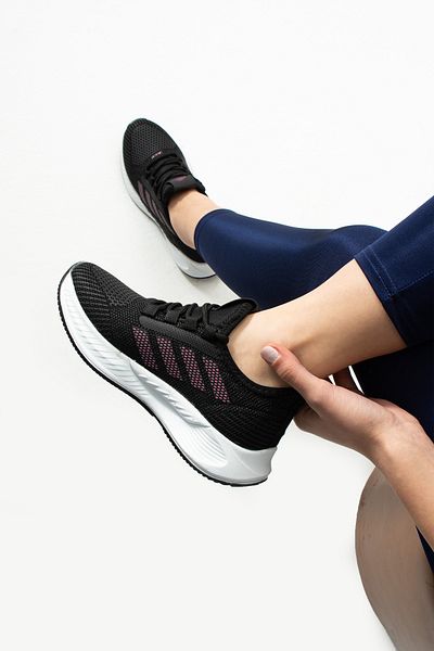 LUXEON Tricotaj ortopedice din plasă, negru, fucsia, cu șireturi, pantofi cu talpă ușoară, pantofi sport pentru mers zilnic