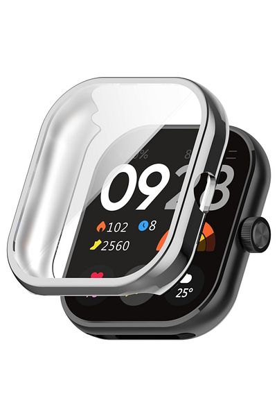 Choice for Redmi Watch 4 Silver Soft Full Case+Tempered Glass For Redmi Watch 4 Protective Cases Screen Pro