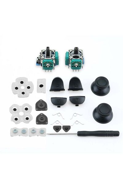 JCD B For PS4 Controller Repair Set L1 R1 L2 R2 Trigger Buttons 3D Analog Joysticks Thumb Sticks Cap Co.