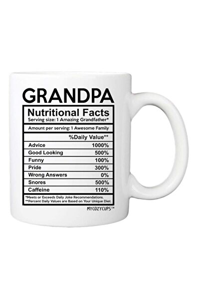 Be Care كوب قهوة بطبعة عبارة Grandpa Nutrition Facts - كوب سعة 11 اونصة للاجد...