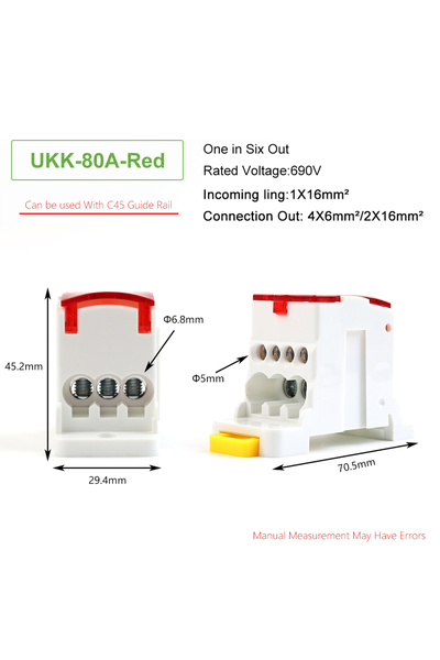 choice2 Red-80A UKK80A Single-pole Splitter Box Large Current One into Multiple Branch Line Terminal Rail Sp