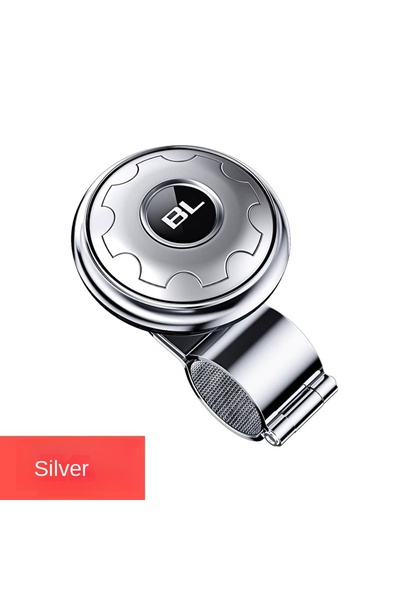 Choice مقبض عجلة قيادة السيارة الفضي المزود بكرة دوارة ومقبض طاقة دوار عالمي