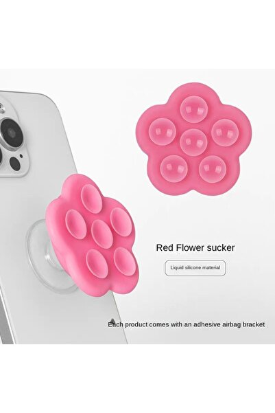 Choice Red Flower Suction Cup Silicone Sticky Phone Grip Stand for P-socket P...