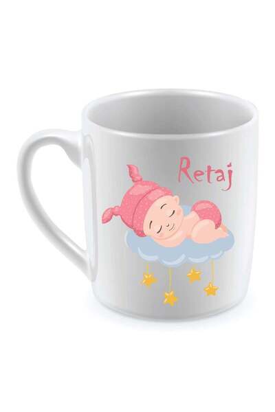Be Care كوب مج للشاي والقهوة تصميم طفلة نائمة باسم ريتاج