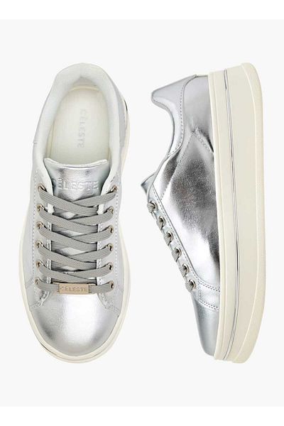 Celeste Women's Metallic Ankle Sneakers with Lace-Up Closure