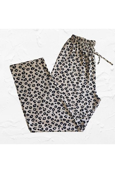 Gülfirik Tasarım Leopard Patterned Oversize Viscose Summer Women's Pajama Bottoms