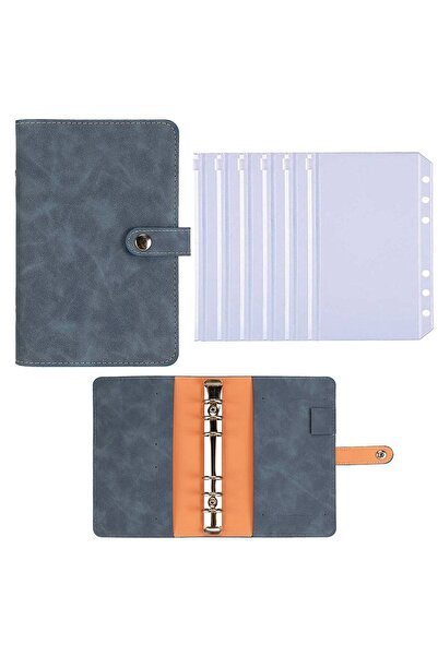 Choice blue 6 zip pockets A6 Budget Binder Planner Notebook Cover PU Loose-le...