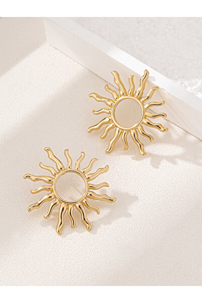 Choice زوج واحد من الأقراط الذهبية الأنيقة ذات شكل زهرة الشمس