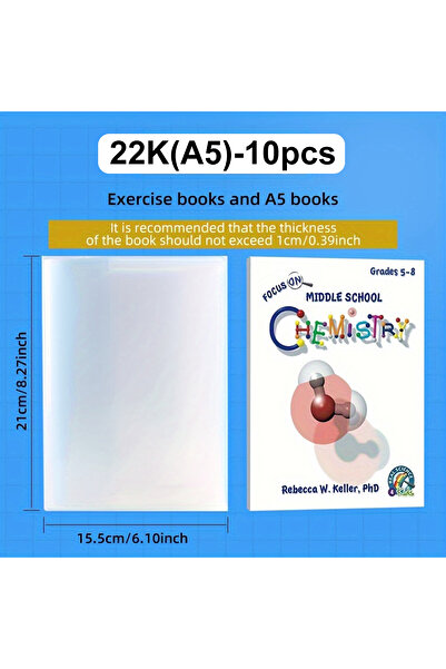 Choice A5-22K-10PCS 10PCS A4/16K/A5 Transparent Plastic Book Cover Self-Adhesive Closure Waterproof and Wea