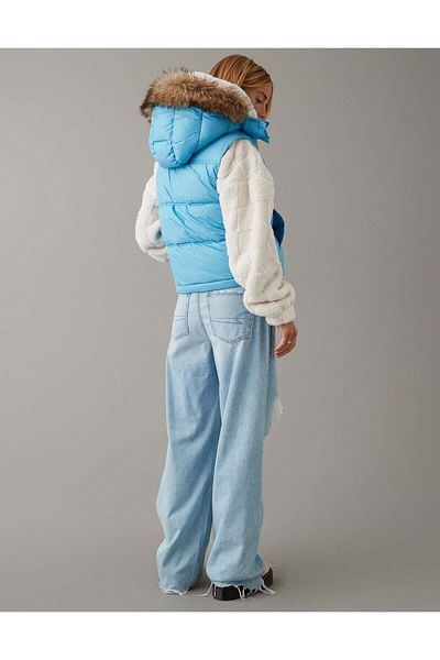 AMERICAN EAGLE AE Faux Fur Hooded Puffer Vest