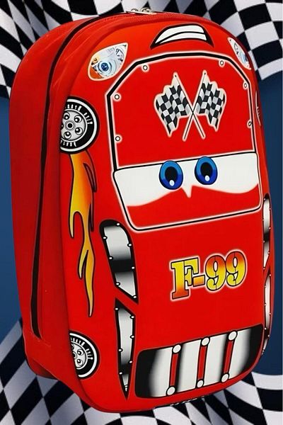 Uniquerrs Formula Car Printed Fabric Kindergarten Nursery Daily Use Backpack and School Bag