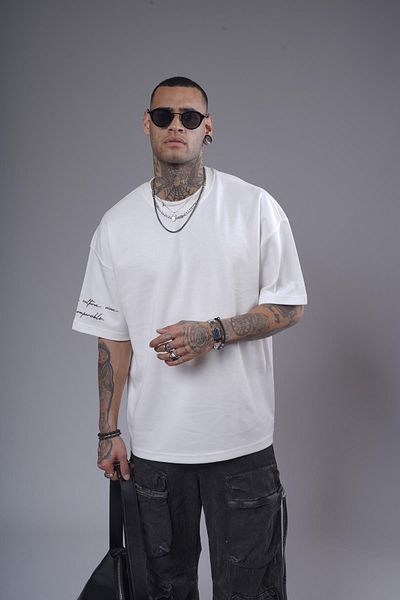 king brich Μπλουζάκι Unisex Oversize Fit με στάμπα στην πλάτη και λεπτομέρεια κεντήματος
