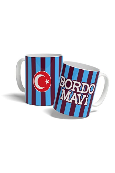 offside Burgundy Blue Mug Cup Burgundy Blue Fan Mug Striped Design Printed Gi...
