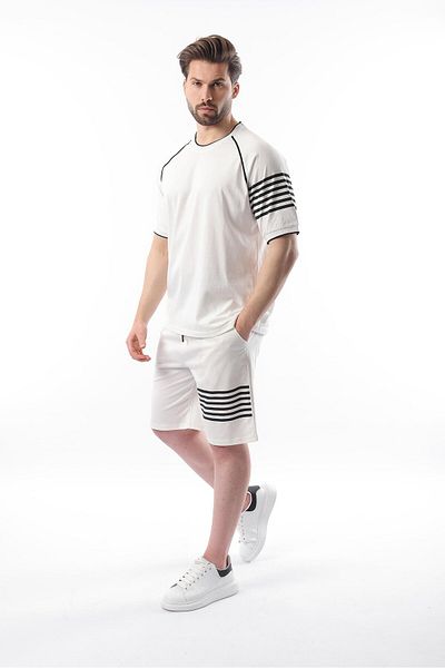 Madmext Set de tricou pentru bărbați cu mâneci raglan cu imprimeu ecru E7306