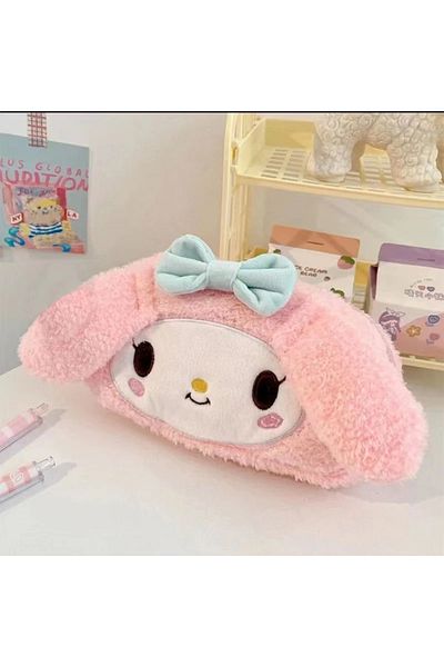 Miniso B Sanrio Kuromi Melody Cinnamoroll Pencil Pouch Large Capacity Pen Case Cute Plush Cosmetic Bag Gir.