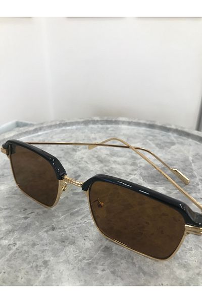 lunaaccessoriess Brown Glass Gold Detail Sunglasses