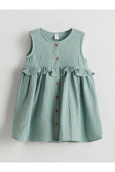 LC Waikiki Front Button Muslin Girl's Dress