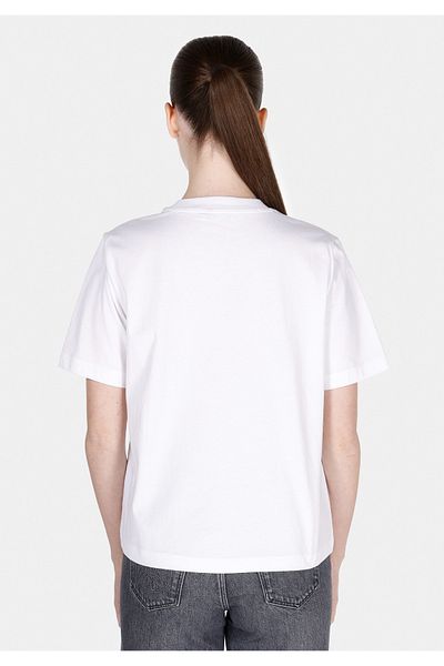 Colin's Tricou alb cu mânecă scurtă pentru femei, cu decolteu rotund, cu croială normală