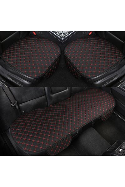 Choice Black and red Linen Quilted Embroidered Car Cushion Without Backrest Four Seasons Universal Three-pi